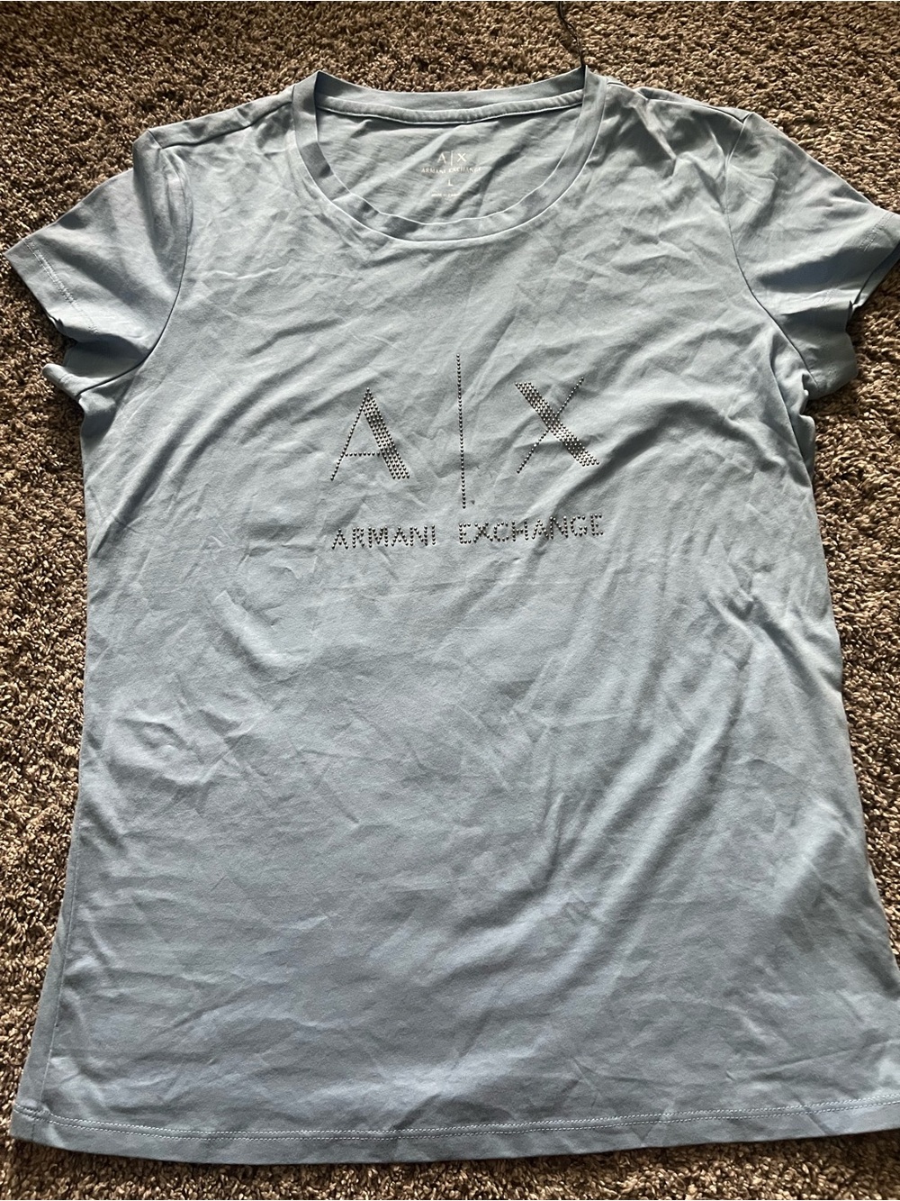 Armani Exchange Pale Blue Studded Logo Tee